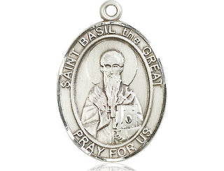 Sterling Silver Saint Basil the Great Medal Catholic Jewelry Engraved Catholic Saint Jewelry