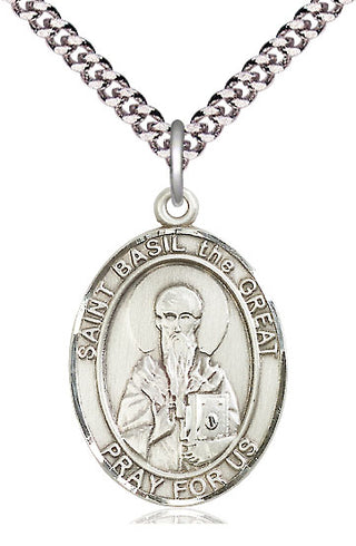 Sterling Silver Saint Basil the Great Medal Catholic Jewelry Engraved Catholic Saint Jewelry