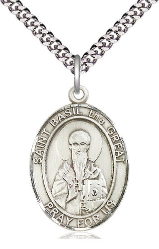 Sterling Silver Saint Basil the Great Medal Catholic Jewelry Engraved Catholic Saint Jewelry