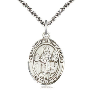 Sterling Silver Saint Isidore the Farmer Medal Catholic Jewelry Engraved Catholic Saint Jewelry