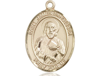 14kt Gold Saint James the Lesser Medal Engraved Catholic Saint Jewelry