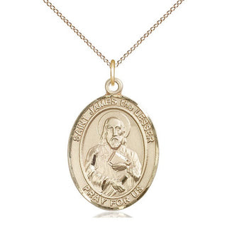 14kt Gold Saint James the Lesser Medal Engraved Catholic Saint Jewelry