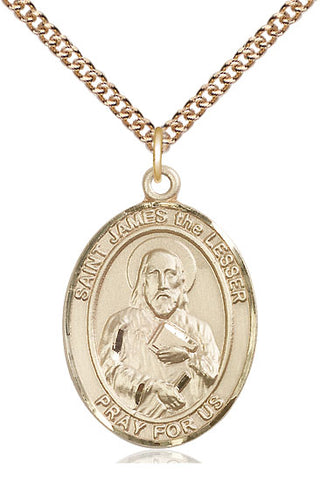 14kt Gold Saint James the Lesser Medal Engraved Catholic Saint Jewelry