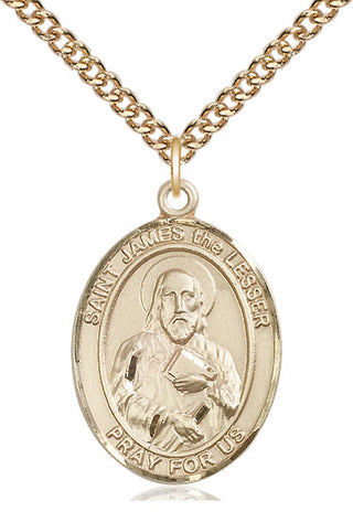 14kt Gold Saint James the Lesser Medal Engraved Catholic Saint Jewelry