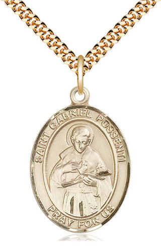 14kt Gold Filled Saint Gabriel Possenti Medal Catholic Jewelry Engraved Catholic Saint Jewelry