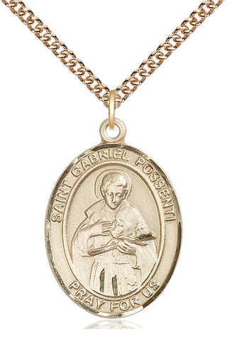 14kt Gold Filled Saint Gabriel Possenti Medal Catholic Jewelry Engraved Catholic Saint Jewelry