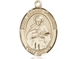 14kt Gold Saint Gabriel Possenti Medal Engraved Catholic Saint Jewelry