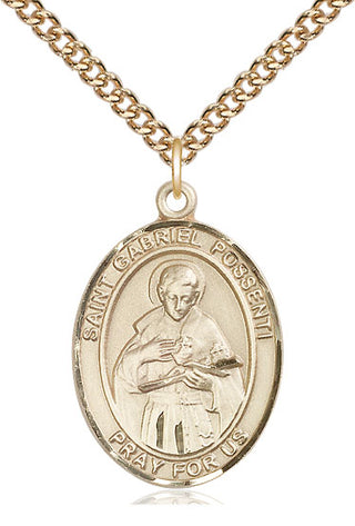 14kt Gold Saint Gabriel Possenti Medal Engraved Catholic Saint Jewelry