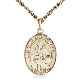 14kt Gold Saint Gabriel Possenti Medal Engraved Catholic Saint Jewelry