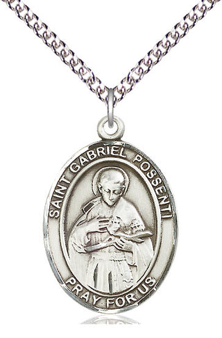 Sterling Silver Saint Gabriel Possenti Medal Catholic Jewelry Engraved Catholic Saint Jewelry