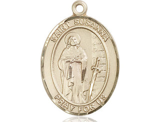 14kt Gold Filled Saint Susanna Medal Engraved Catholic Saint Jewelry