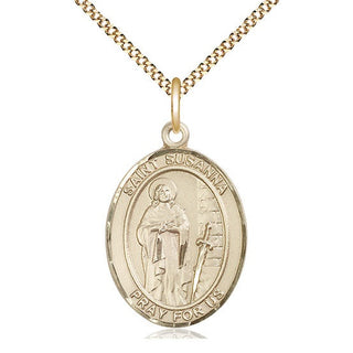14kt Gold Filled Saint Susanna Medal Catholic Jewelry Engraved Catholic Saint Jewelry