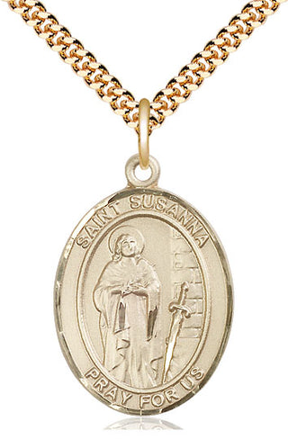 14kt Gold Filled Saint Susanna Medal Catholic Jewelry Engraved Catholic Saint Jewelry
