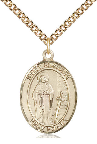14kt Gold Filled Saint Susanna Medal Catholic Jewelry Engraved Catholic Saint Jewelry