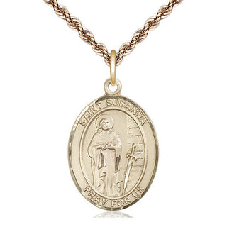 14kt Gold Saint Susanna Medal Engraved Catholic Saint Jewelry