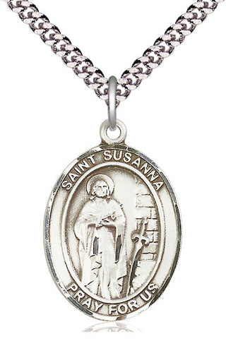 Pewter Saint Susanna Medal Catholic Jewelry Engraved Catholic Saint Jewelry