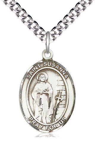 Pewter Saint Susanna Medal Catholic Jewelry Engraved Catholic Saint Jewelry
