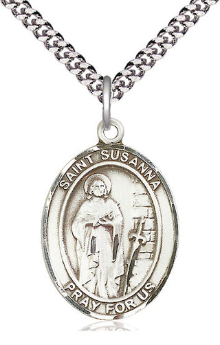 Pewter Saint Susanna Medal Catholic Jewelry Engraved Catholic Saint Jewelry