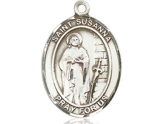 Sterling Silver Saint Susanna Medal Catholic Jewelry Engraved Catholic Saint Jewelry