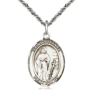 Sterling Silver Saint Susanna Medal Catholic Jewelry Engraved Catholic Saint Jewelry