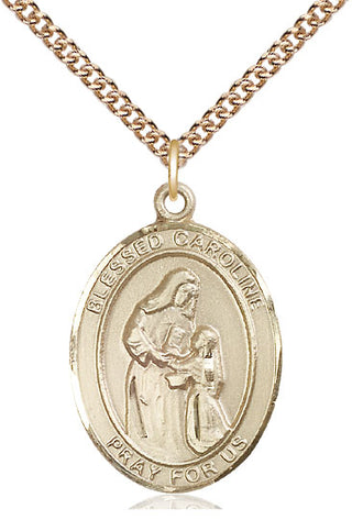 14kt Gold Blessed Caroline Gerhardinger Medal Engraved Catholic Saint Jewelry