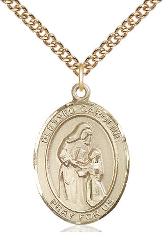 14kt Gold Blessed Caroline Gerhardinger Medal Engraved Catholic Saint Jewelry