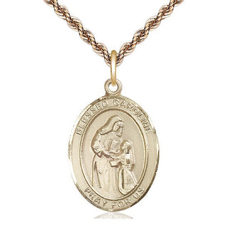 14kt Gold Blessed Caroline Gerhardinger Medal Engraved Catholic Saint Jewelry