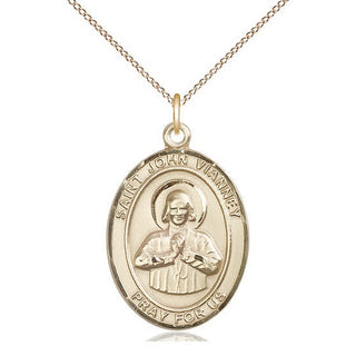14kt Gold Filled Saint John Vianney Medal Catholic Jewelry Engraved Catholic Saint Jewelry