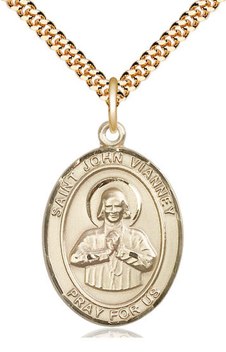 14kt Gold Filled Saint John Vianney Medal Catholic Jewelry Engraved Catholic Saint Jewelry