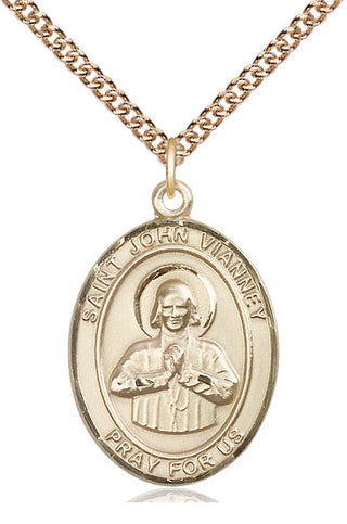 14kt Gold Filled Saint John Vianney Medal Catholic Jewelry Engraved Catholic Saint Jewelry