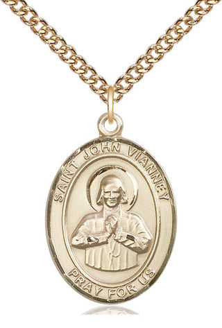 14kt Gold Filled Saint John Vianney Medal Catholic Jewelry Engraved Catholic Saint Jewelry