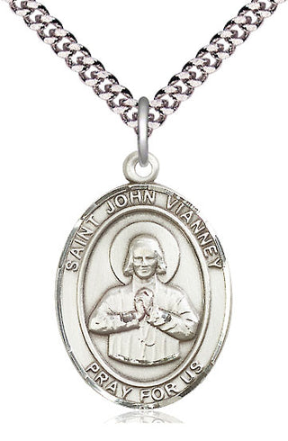 Pewter Saint John Vianney Medal Catholic Jewelry Engraved Catholic Saint Jewelry