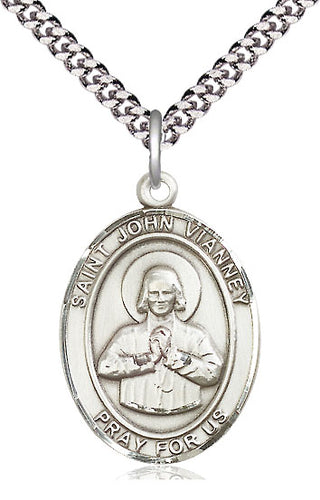 Pewter Saint John Vianney Medal Catholic Jewelry Engraved Catholic Saint Jewelry