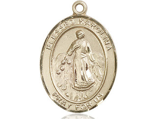 14kt Gold Filled Blessed Karolina Kozkowna Medal Engraved Catholic Saint Jewelry