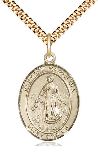 14kt Gold Filled Blessed Karolina Kozkowna Medal Catholic Jewelry Engraved Catholic Saint Jewelry
