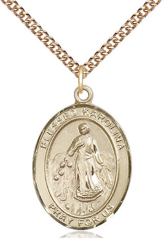 14kt Gold Filled Blessed Karolina Kozkowna Medal Catholic Jewelry Engraved Catholic Saint Jewelry