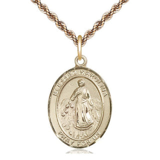 14kt Gold Blessed Karolina Kozkowna Medal Engraved Catholic Saint Jewelry