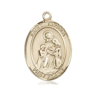 14kt Gold Filled Saint Angela Merici Medal Engraved Catholic Saint Jewelry