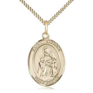 14kt Gold Filled Saint Angela Merici Medal Catholic Jewelry Engraved Catholic Saint Jewelry