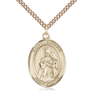 14kt Gold Filled Saint Angela Merici Medal Catholic Jewelry Engraved Catholic Saint Jewelry