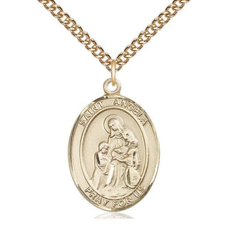14kt Gold Filled Saint Angela Merici Medal Catholic Jewelry Engraved Catholic Saint Jewelry