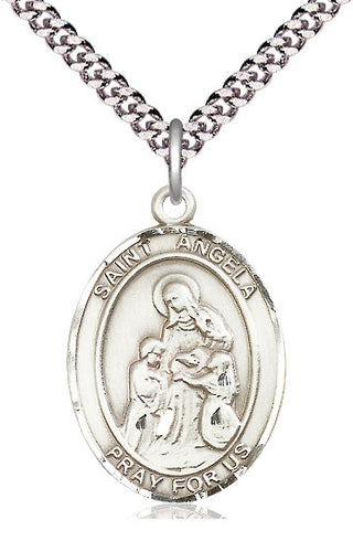 Sterling Silver Saint Angela Merici Medal Catholic Jewelry Engraved Catholic Saint Jewelry
