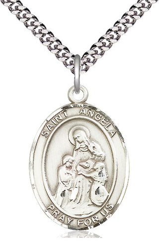 Sterling Silver Saint Angela Merici Medal Catholic Jewelry Engraved Catholic Saint Jewelry