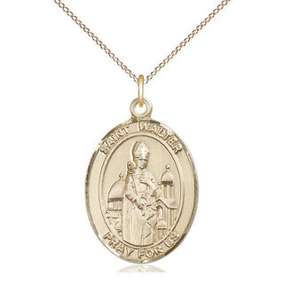 14kt Gold Filled Saint Walter of Pontnoise Medal Catholic Jewelry Engraved Catholic Saint Jewelry