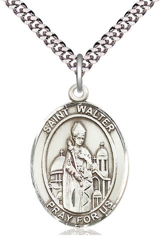 Pewter Saint Walter of Pontnoise Medal Catholic Jewelry Engraved Catholic Saint Jewelry