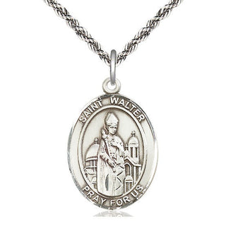 Sterling Silver Saint Walter of Pontnoise Medal Catholic Jewelry Engraved Catholic Saint Jewelry