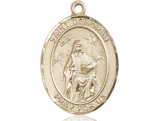 14kt Gold Saint Deborah Medal Engraved Catholic Saint Jewelry