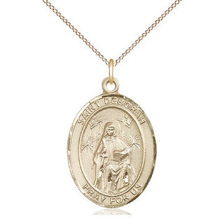 14kt Gold Saint Deborah Medal Engraved Catholic Saint Jewelry