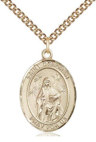 14kt Gold Saint Deborah Medal Engraved Catholic Saint Jewelry