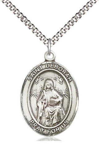Pewter Saint Deborah Medal Catholic Jewelry Engraved Catholic Saint Jewelry